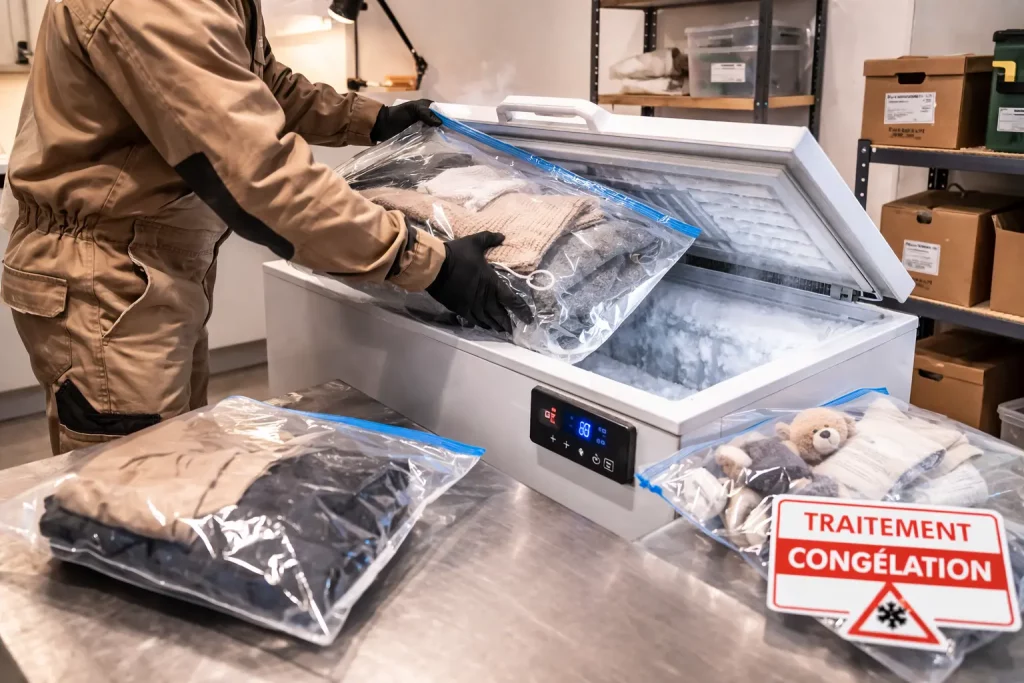 Congélation des affaires punaises de lit